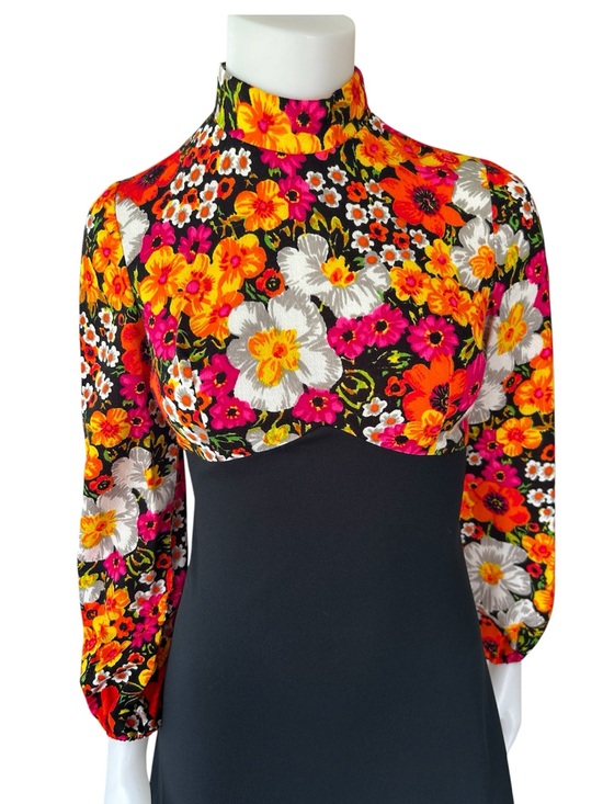 Vintage Dresses & Skirts - Vintage Floral Maxi Dress 70s Wedding Guest Special Occasion Event